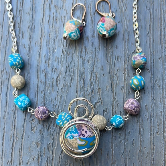 Viva Beads Silver and Colorful Clay Beaded Necklace Set - Picture 3 of 6